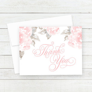 Vintage-Rosa-Aquarell-Rosen-Hochzeit Dankeskarte