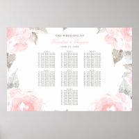 Vintage Rosa Aquarellfarben-Rose Hochzeitssitze