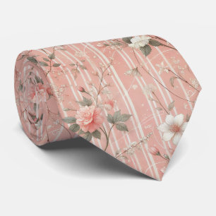 Vintage rosa auf gestreiftem rosa Hintergrund Krawatte