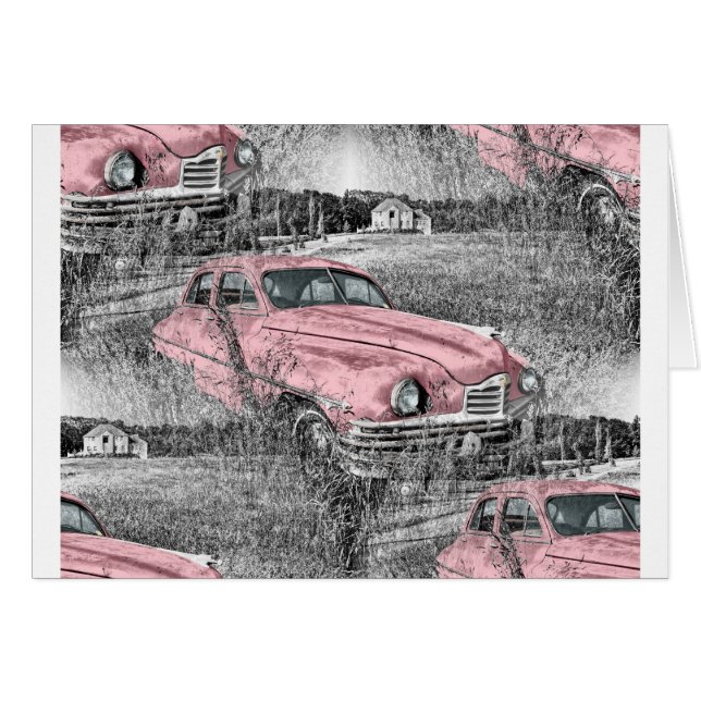 vintage rosa Auto (Vorderseite (Horizontal))