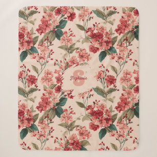 Vintage rosa Azaleen-Blumenmuster – Klassiker Sherpadecke