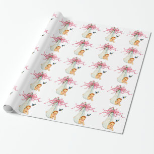 Vintage-Rosa-Babyparty-Geschenkpapier Geschenkpapier
