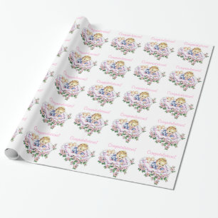 Vintage-Rosa-Babyparty-Geschenkpapier Geschenkpapier