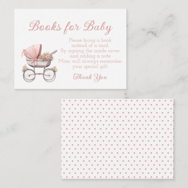 Vintage Rosa Babytrage Personalisiert Mitteilungskarte (Vorne/Hinten)