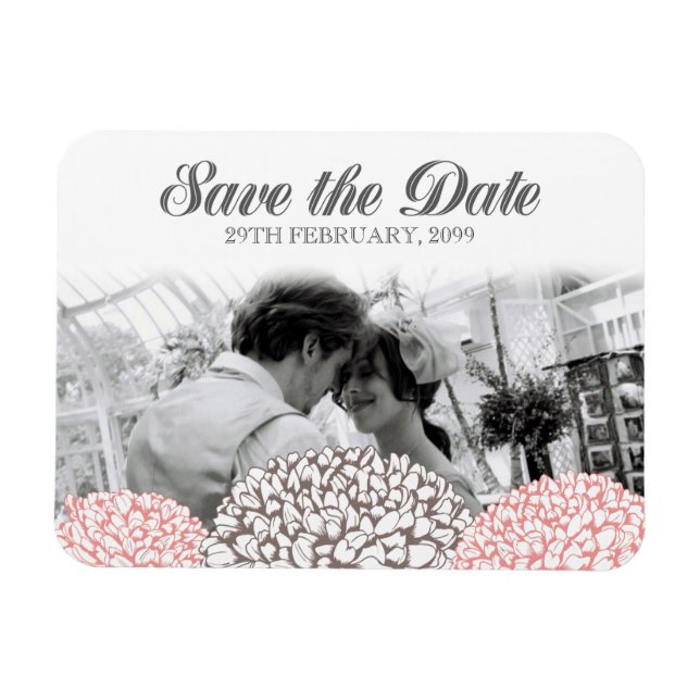 Vintage rosa Blume Save the Date Flexible Magnet (Horizontal)