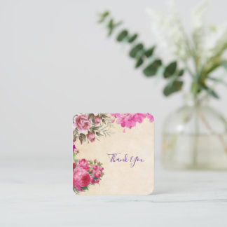 Vintage-Rosa-Blumen-Dankeskarten Mitteilungskarte