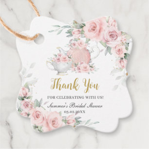 Vintage-Rosa-Blumen-High-Tea-Party-Brautstrauß-Sho Geschenkanhänger