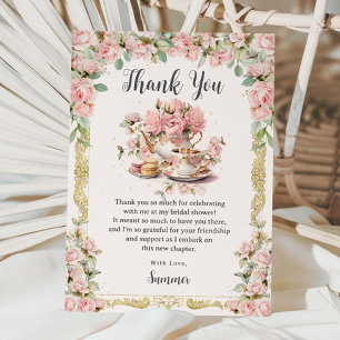 Vintage rosa Blumen Hochzeits-Tea-Party Brautparty Dankeskarte