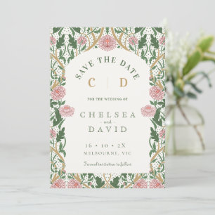 Vintage-Rosa-Blumen-Morris-Save-the-Date-Karte Einladung