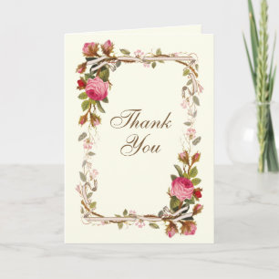 Vintage-Rosa-Blumen-Swags Dankeskarte