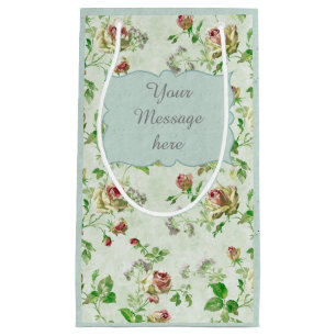 Vintage-Rosa-Blumenmuster mit individuellem Text Kleine Geschenktüte