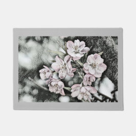 Vintage rosa Blüten auf einem Zweig Fußmatte