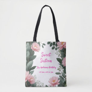 vintage rosa Blüten grüner Eukalyptus 16. Geburtst Tasche