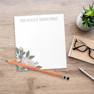 Vintage Rosa Blütenrose Modern Einfach  Notizblock