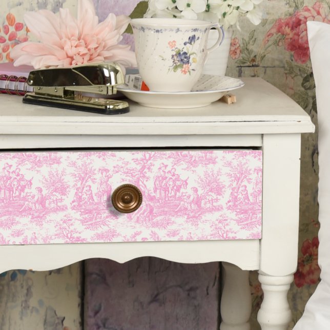 Vintage Rosa-Blütentoile de jouy Seidenpapier (Von Creator hochgeladen)