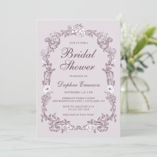 Vintage-Rosa-Bordeaux-Blumen-Brautparty Einladung