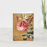 Vintage Rosa Creme Tan Rose Geburtstagskarte