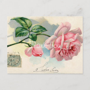 Vintage Rosa Dankeschön Postkarte