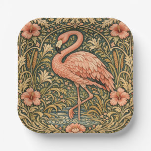 Vintage-Rosa-Flamingo-Art-Nouveau-Design Pappteller