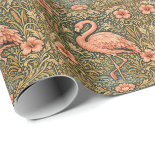Vintage-Rosa-Flamingo-Kunst im Jugendstil-Design Geschenkpapier
