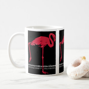 Vintage Rosa Flamingo-Vogel im Zoo München Deutsch Kaffeetasse
