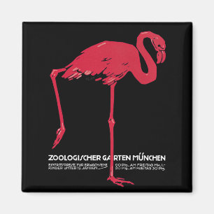 Vintage rosa Flamingovogel im Zoo München Deutschl Magnet