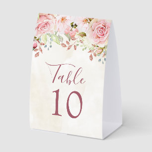 Vintage rosa florale Hochzeitstisch-Nummer Tischaufsteller