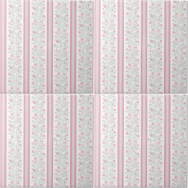 Vintage rosa florales Coquette Kinderzimmer Fliese (Vintage Pink Floral Coquette Nursery Ceramic Tile)