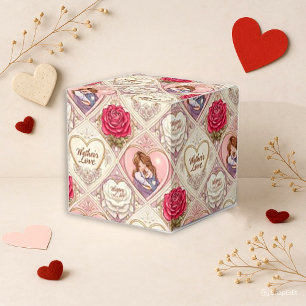 Vintage rosa florales Mutterliebe-Herzmuster Geschenkschachtel