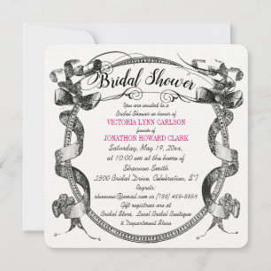 Vintage Rosa Flourish-Schrift Hochzeitsdusche Einladung