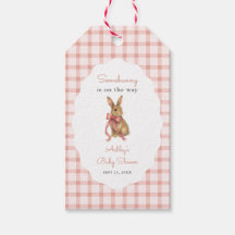 Vintage rosa Gingham-Häschen-Mädchen-Baby-Party
