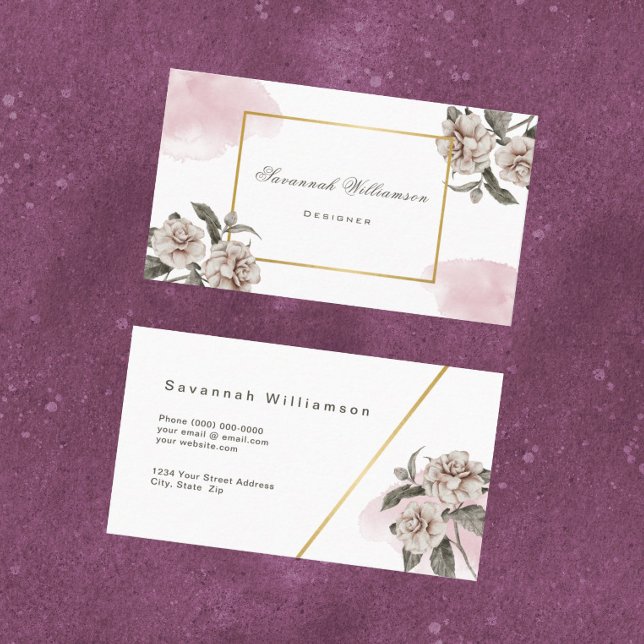 Vintage Rosa-Gold-Rose anpassbar Visitenkarte (Von Creator hochgeladen)