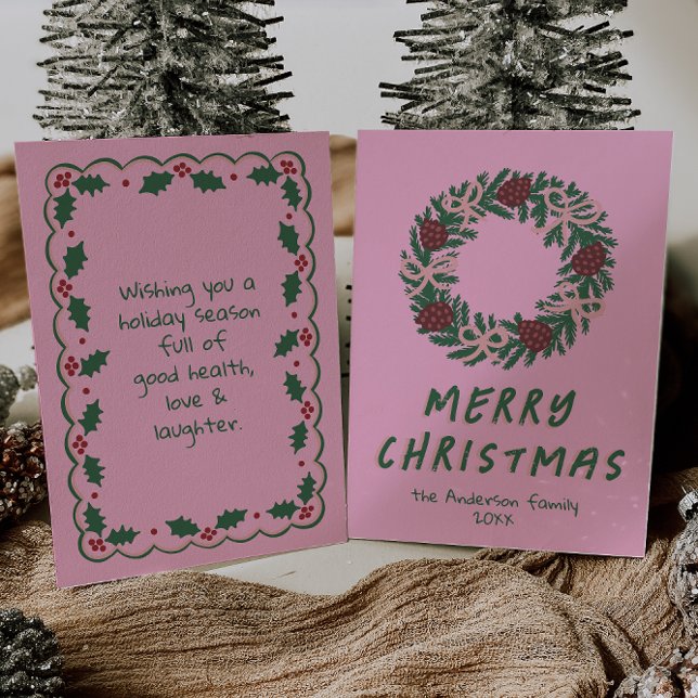 Vintage rosa grüne Bögen Weihnachten Weihnachten N (Von Creator hochgeladen)