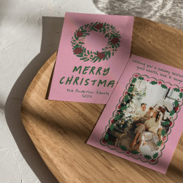 Vintage rosa grüne farbenfrohe Bögen Weihnachten