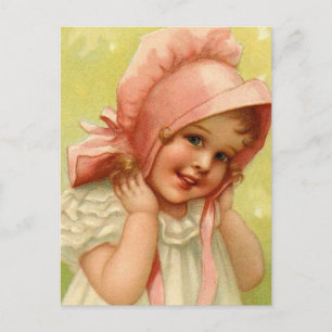 Vintage-Rosa-Hauben-Mädchen Postkarte