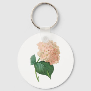 Vintage rosa Hortensie-Hortensie-Blüte von Redoute Schlüsselanhänger