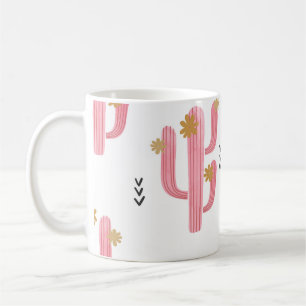 Vintage rosa Kaktus Aquarellmuster Kaffeetasse