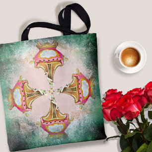 Vintage-Rosa-Kollage mit rostigen Rändern Tasche