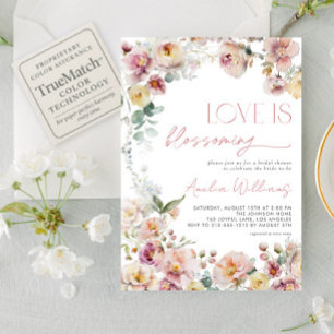 Vintage rosa Liebe blüht Brautparty Einladung