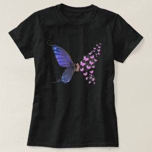 Vintage Rosa Lila Schmetterling Blumen Blume T-Shirt