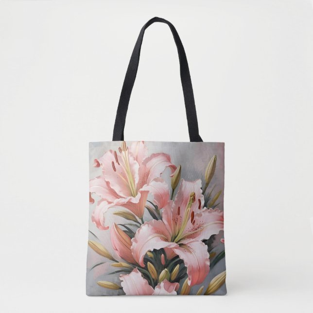 Vintage rosa Lilien Tasche (Vorderseite)