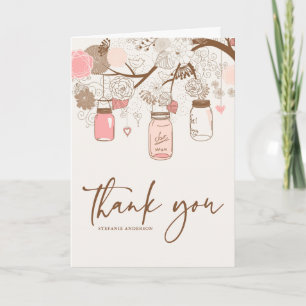Vintage-Rosa-Mason-Glas-Flora-Dankeschön-Karte Dankeskarte