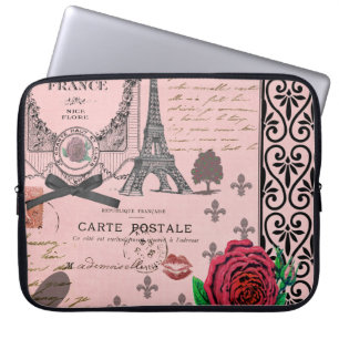 Vintage rosa Paris-Collage Laptopschutzhülle