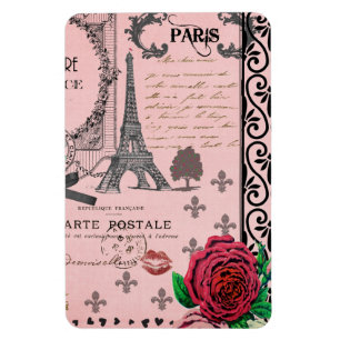 Vintage rosa Paris-Collage Magnet