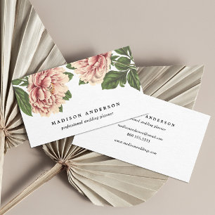 Vintage rosa Peonies Visitenkarte