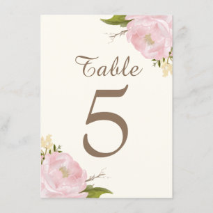 Vintage-Rosa-Pfingstrosen-Hochzeitstisch-Nummernka Einladung