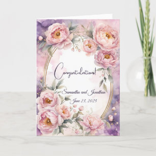 Vintage-Rosa-Pfingstrosen-Ovalrahmen-Hochzeit Karte