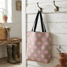 Vintage rosa Polka-Punkte auf Burlap