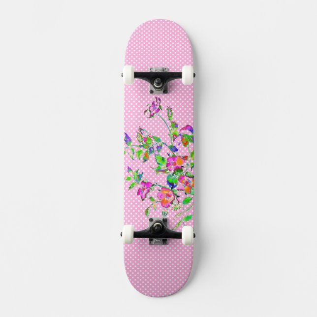 Vintage Rosa-Polka-Punkte Skateboard (Vorderseite)