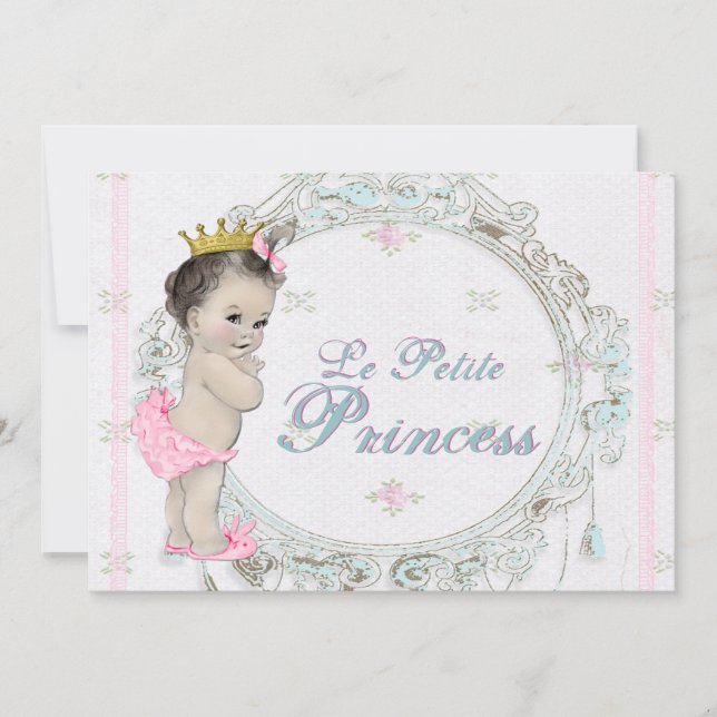 Vintage Rosa Princess Babydusche Einladung (Vorderseite)